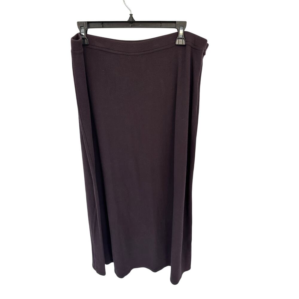 EILEEN FISHER Brown Straight Side Zipper Midi Skirt // 2X